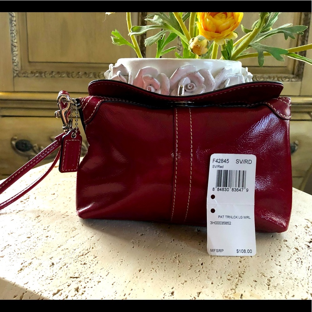 Coach red wristlet